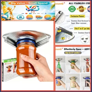 Under Cabinet Jar Opener Stainless Steel for Seniors Weak Hands Tight Lids